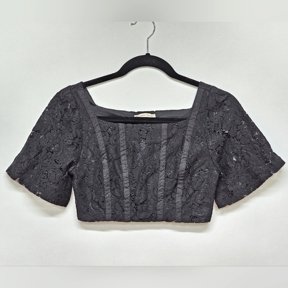 Zara Lace Crop Corset Top in black - Picture 1 of 5